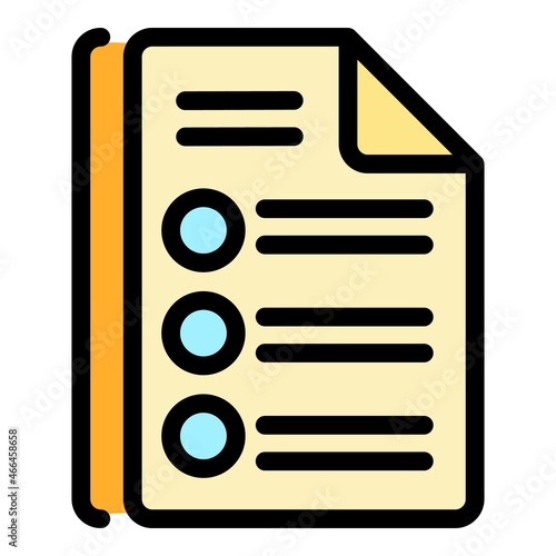 Text syllabus icon. Outline text syllabus vector icon color flat isolated