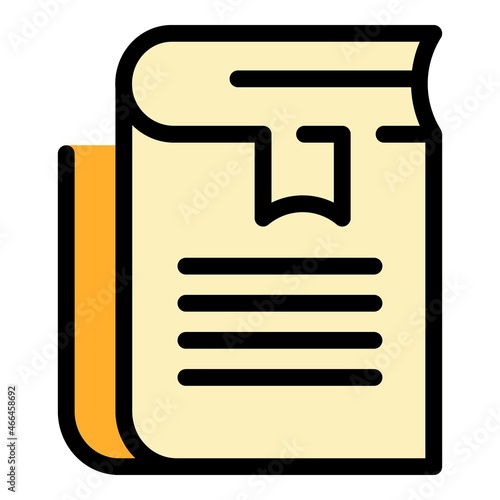 Book syllabus icon. Outline book syllabus vector icon color flat isolated