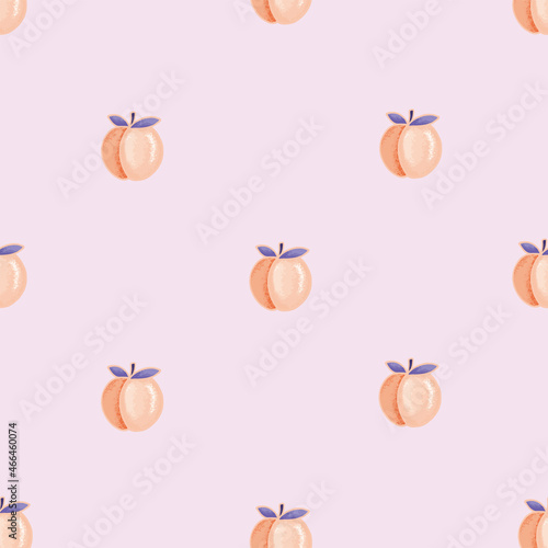 Bright abstract peach seamless vector pattern on light purple background. Minimalistic peach illustration with texture.