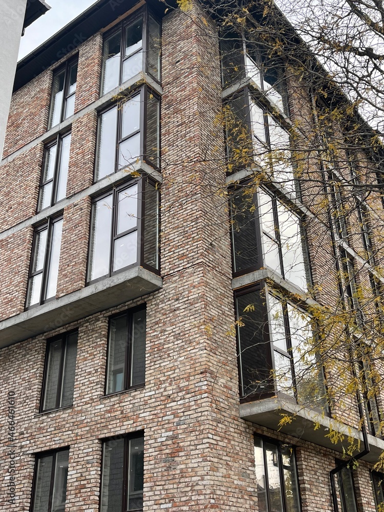 Obraz premium new residential building made of red brick