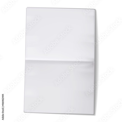 Newspaper sheet blank. Newsprint magazine tabloid mockup. Media newspaper open page template. Daily press paper journal. Vector isolated on white realistic illustration