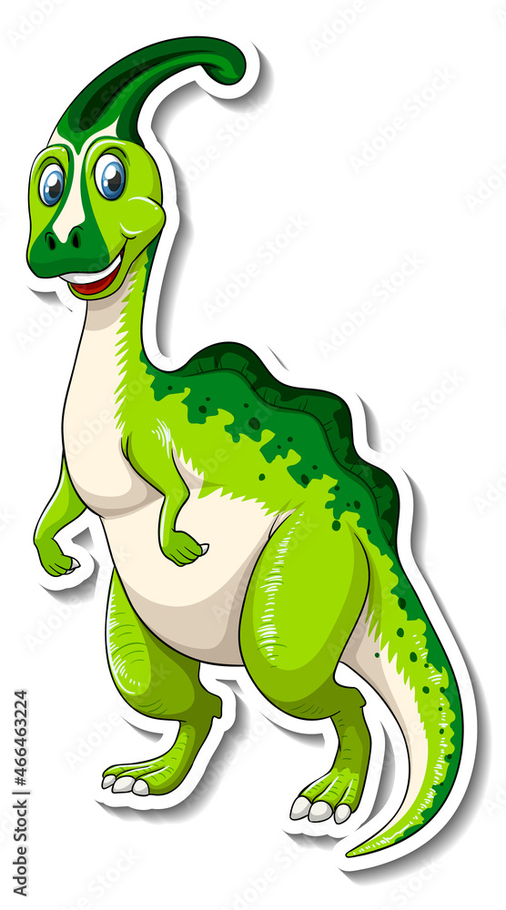 Parasaurolophus dinosaur cartoon character sticker Stock Vector | Adobe  Stock