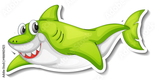 Sea Animal Cartoon Sticker with Funny Shark