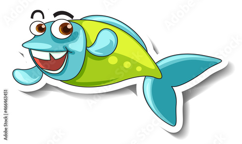 Sea Animal Cartoon Sticker with Cute Fish
