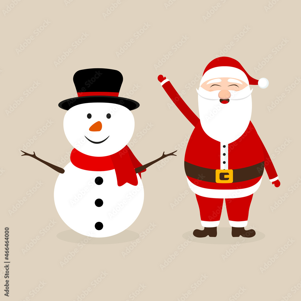 Funny Santa Claus and Snowman for christmas 