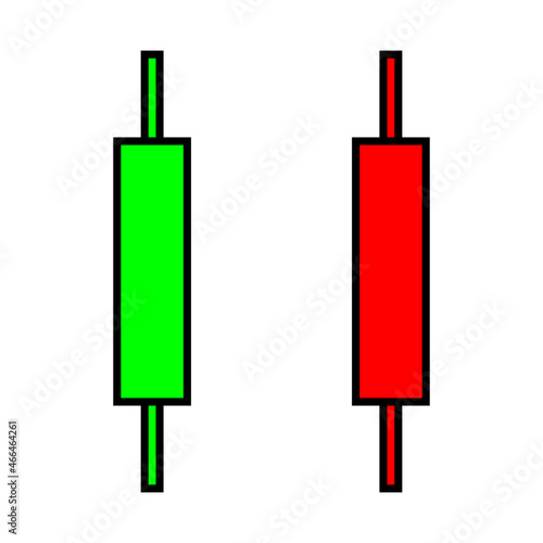 Green and red japanese candlestick chart stocks trading diagram signal flat vector icon design.