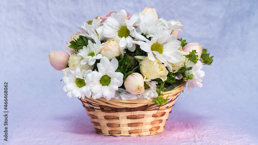 bouquet of snowdrops in a basket