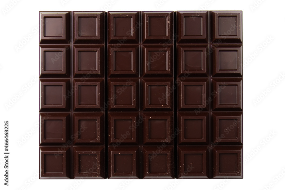 Black chocolate bars isolated on white background Black chocolate bars isolated on white background