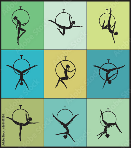 Set of Aerial Hoop Silhouettes