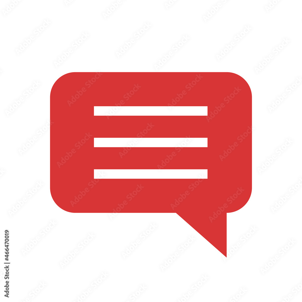 Speech bubble vector icon. Red symbol Speech bubble vector icon. Red symbol