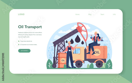 Petroleum industry web banner or landing page. Pumpjack platform