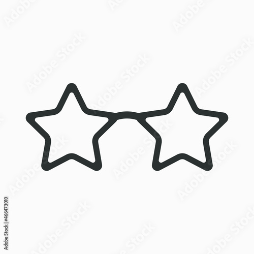 Star shaped glasses vector icon isolated on white background.