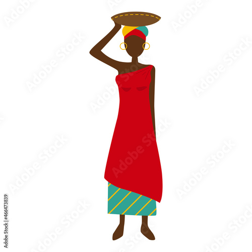 Tanzania woman on white background. Vector illistrarion of african girl.