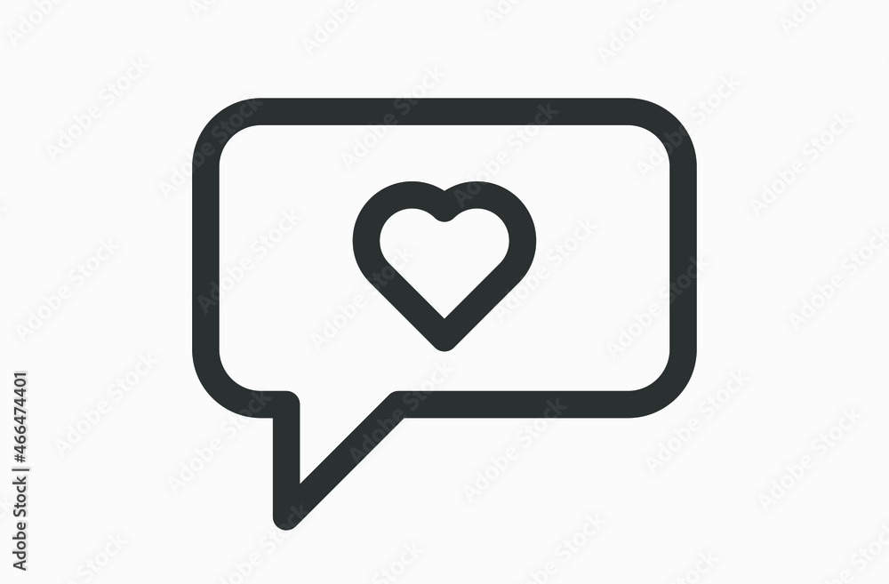 Love chat line vector icon isolated on white background.