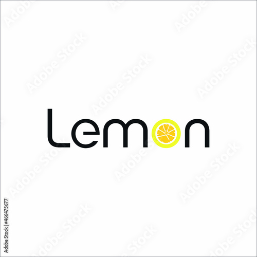 Lemon text logo with slice in a O letter place