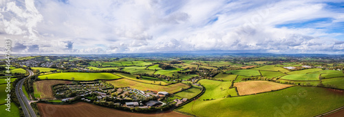 Panorama over Widdicombe Farm from a drone, Torquay, Devon, England