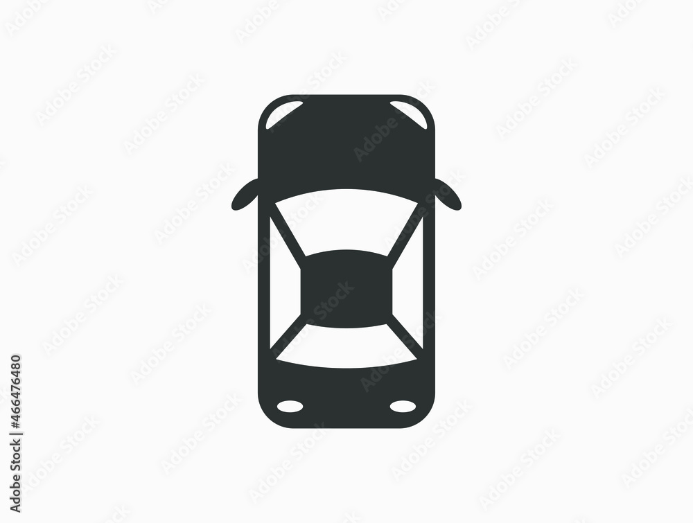 Vector car top view icon isolated on white background. Vector car top view icon isolated on white background.