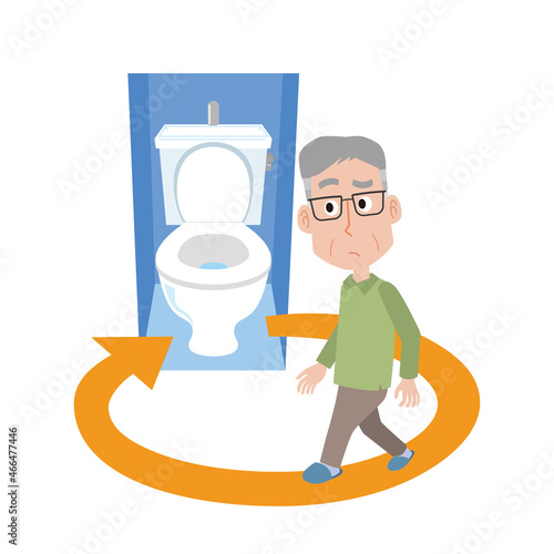 何度もトイレに行く頻尿の高齢男性