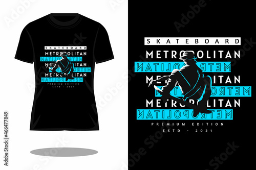 skateboard metropolitan typography silhouette t shirt design