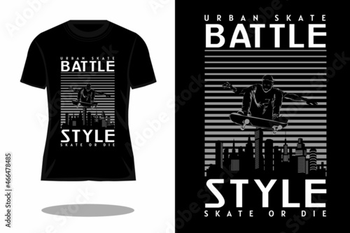 urban skate battle silhouette vintage t shirt design