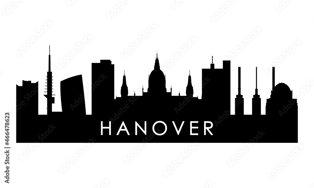 Hanover skyline silhouette. Black Hanover city design isolated on white background.