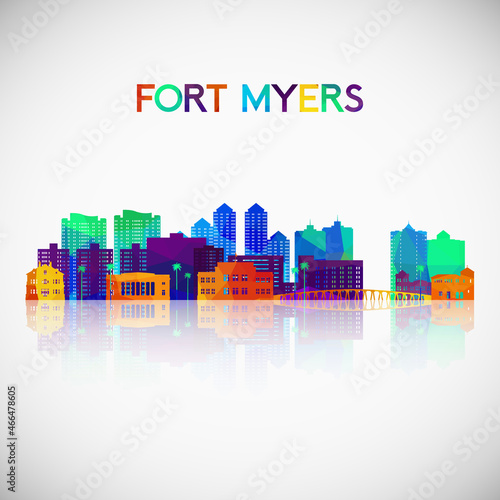 Fort Myers skyline silhouette in colorful geometric style. Symbol for your design. Vector illustration.