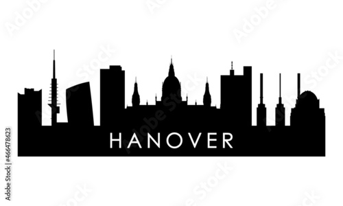 Hanover skyline silhouette. Black Hanover city design isolated on white background.