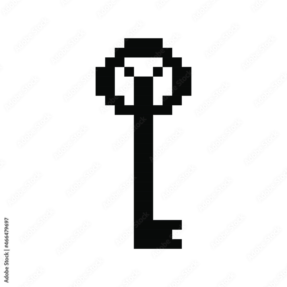 Fototapeta premium Pixel key for games and web sites. Pixel art. 8 bit