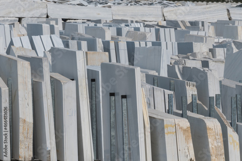 white marble slabs and blocks on stockyard