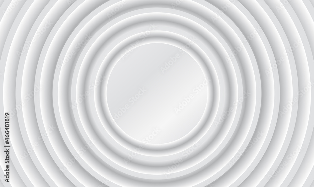 Fototapeta premium White circles abstract background. Rings. White geometric background concept. Pattern for web template background, brochure cover or app. Material style. Abstract creative texture for business. Vector