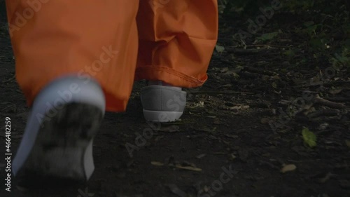 Tracking shot Prisoner Walking away Forest
