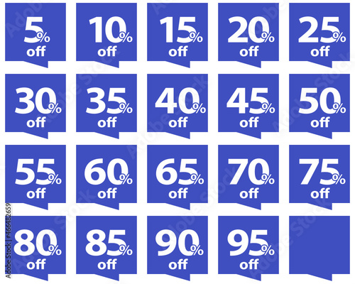 Set of discount tags in blue color. Vector   © FriendlyPixels