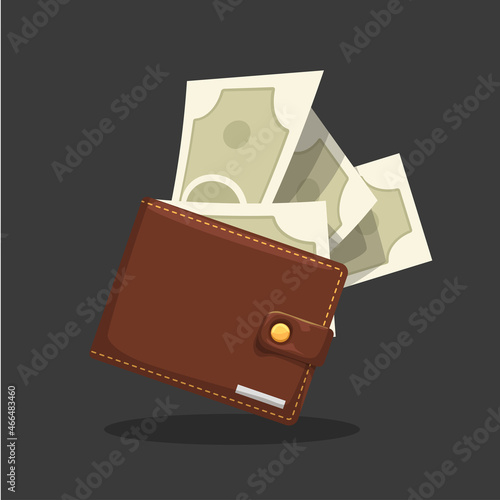 full of money closed brown leather wallet
