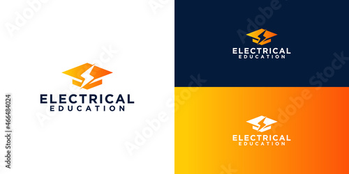 toga hat logo and electric symbol logo and business card design