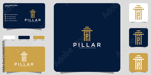 pillar of justice logo with initial letter P and business card