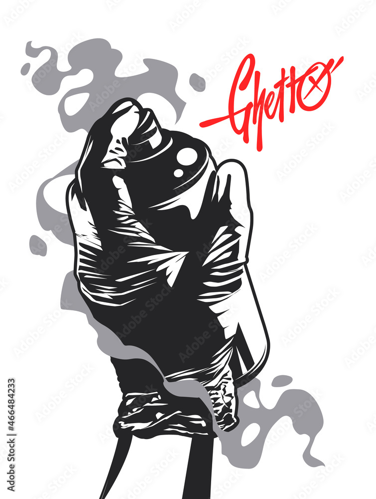 Fototapeta premium Hand with Aerosol Can Vector Art