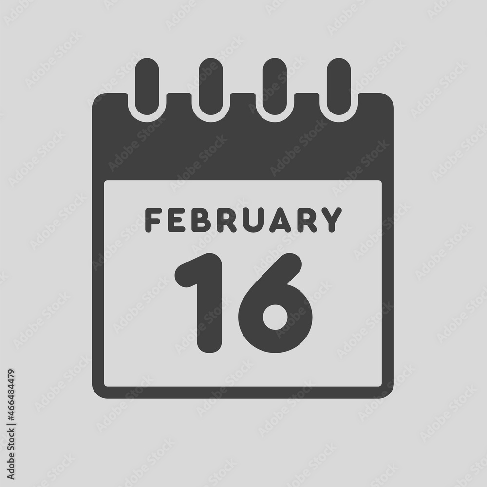 Icon day date 16 February, template calendar page Icon day date 16 February, template calendar page