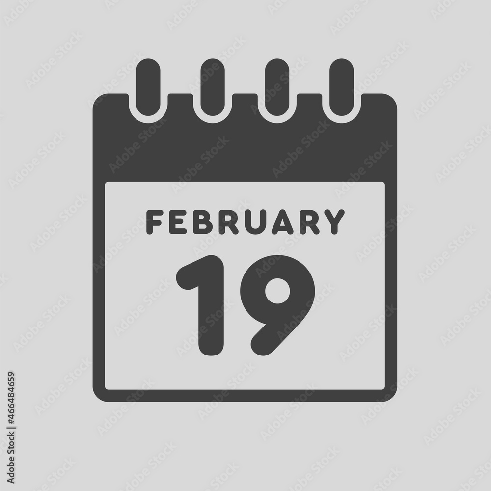Icon day date 19 February, template calendar page Icon day date 19 February, template calendar page