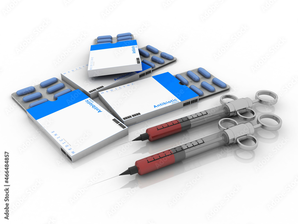 3D illustration Syringe with pill 3D illustration Syringe with pill