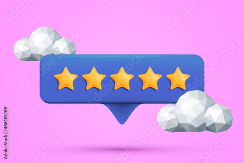 Vector illustration of a five stars rating in a clouds, abstract feedback concept