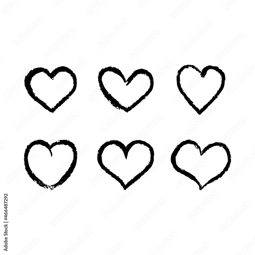 Hand drawn doodle hearts. Set of heart illustrations for valentine's day decoration. Love sketches.