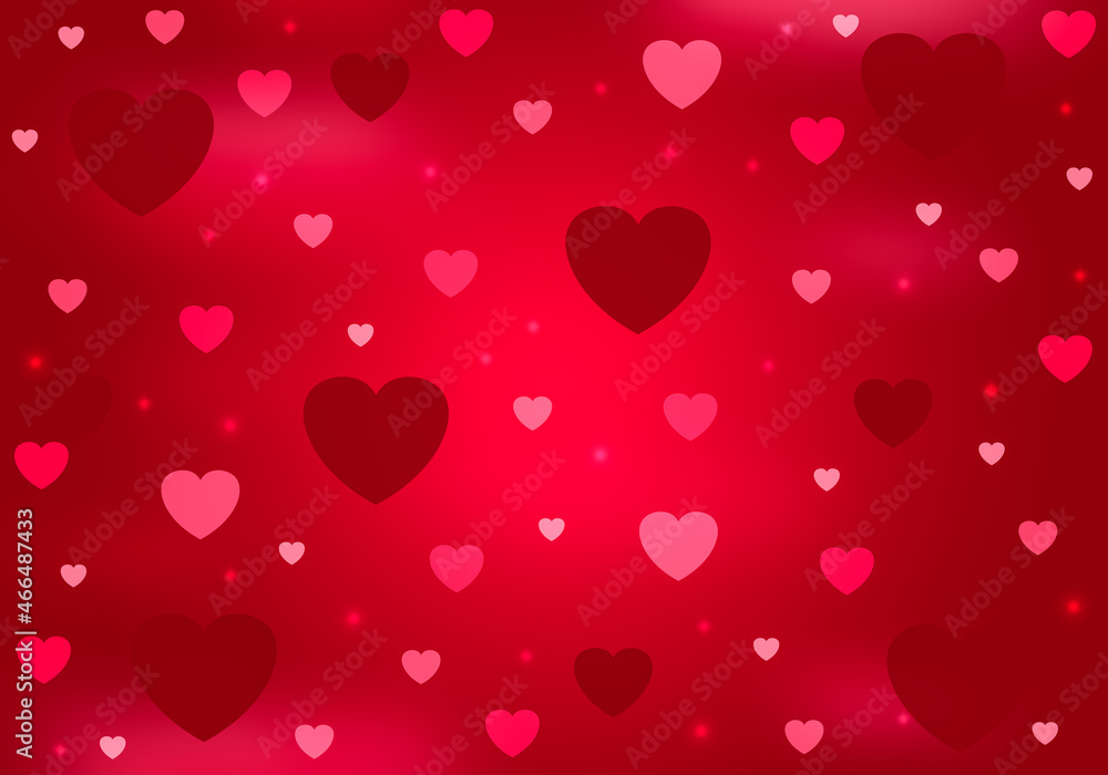 Red valentine's day background with hearts.