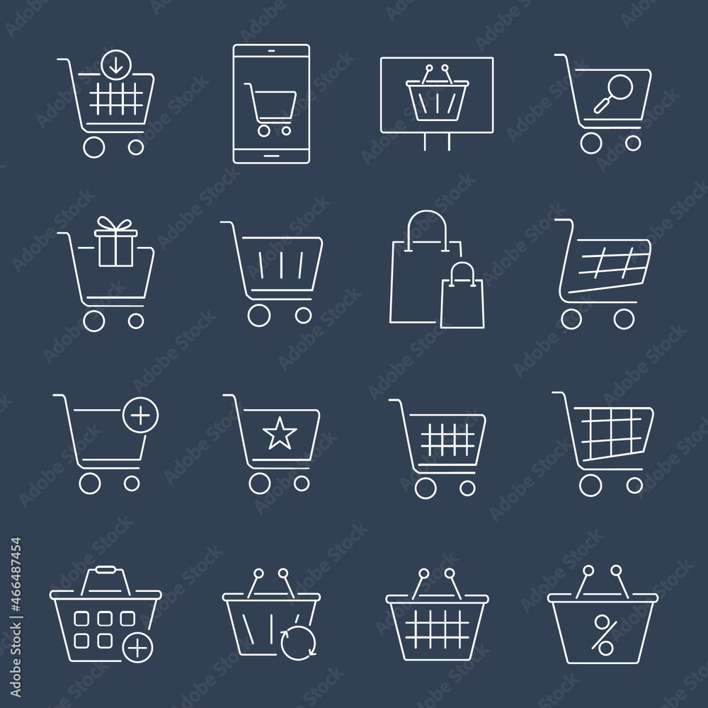 shopping baskets icons set. shopping baskets pack symbol vector elements for infographic web