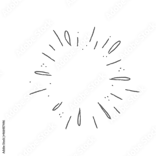 Star burst doodle design. Hand drawn sunburst. Shine light lines and sparks.