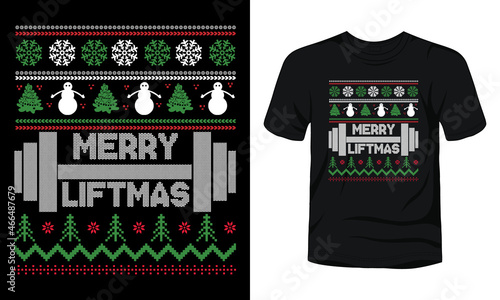 "Merry liftmas" Christmas sweater design.