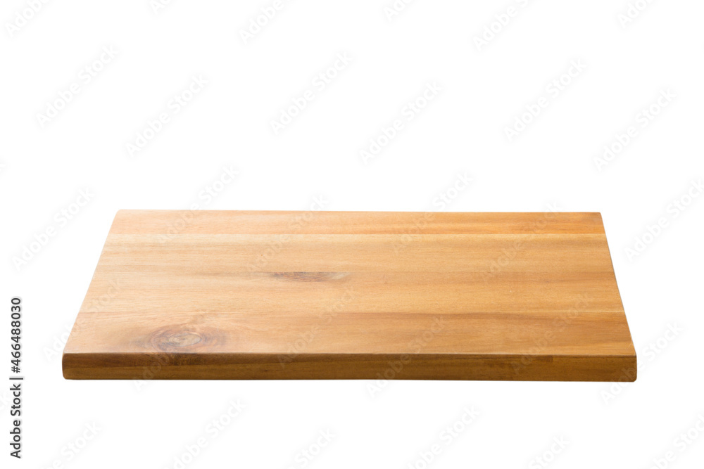 aged dark chopping board out of wood. isolated in white background. perspective view aged dark chopping board out of wood. isolated in white background. perspective view