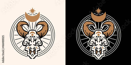 Magical Beast Illustration of Buffalo Skull