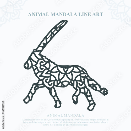 Animal Mandala. Vintage decorative elements. Oriental pattern  vector illustration.
