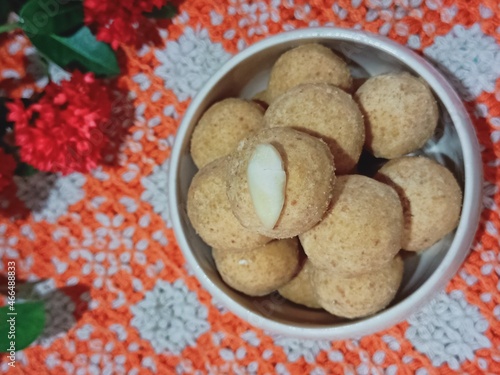 Testy sweet dish laddu in plate