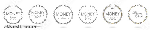 Money back vector laurel wreath label set